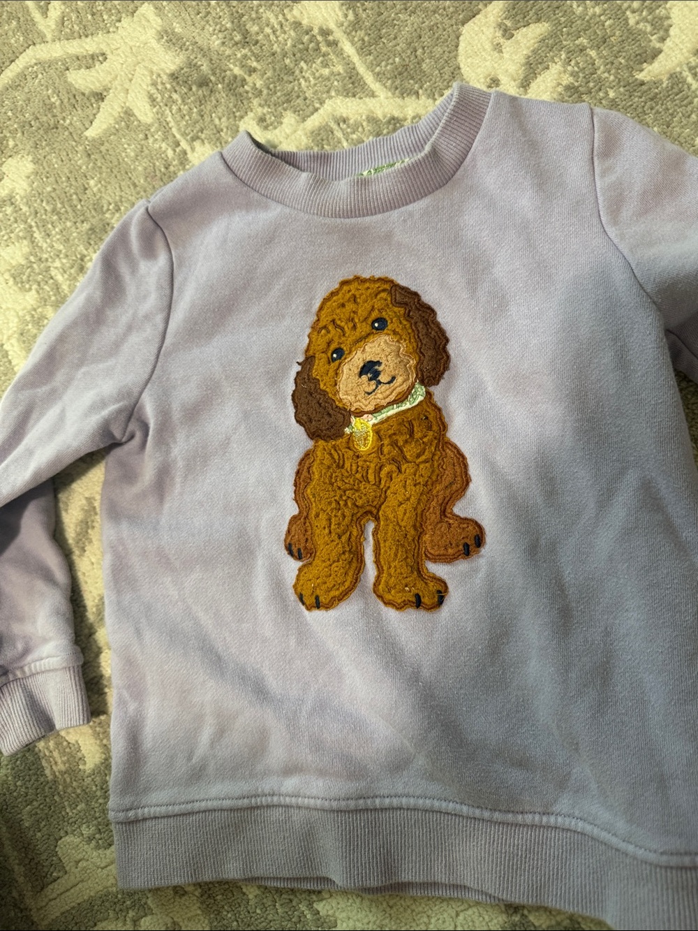 Mini Boden Lavender Sweatshirt with Brown Embroidered Puppy